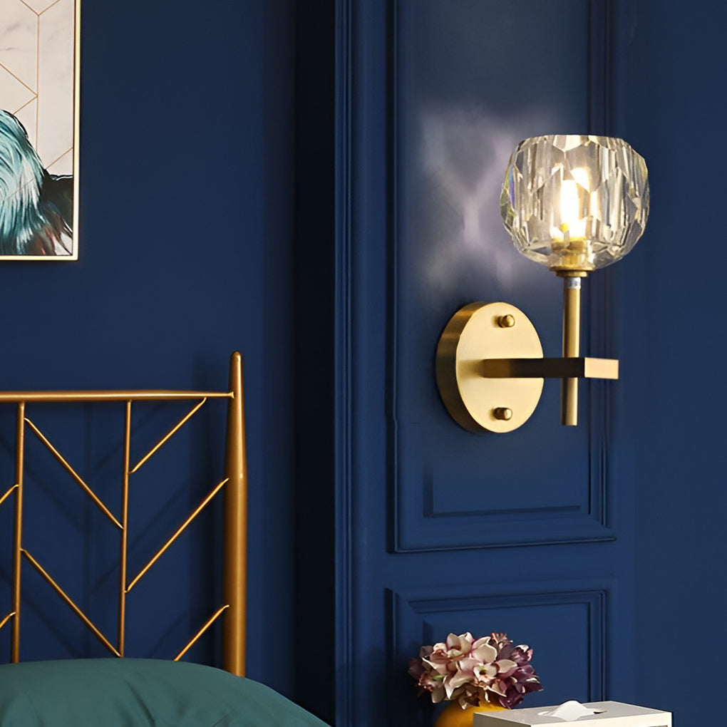 Ball-shaped LED Crystal Gold Postmodern Plug in Sconce Lighting Wall Light - Wall Lamp, Plug-In Wall Sconce, detail 3