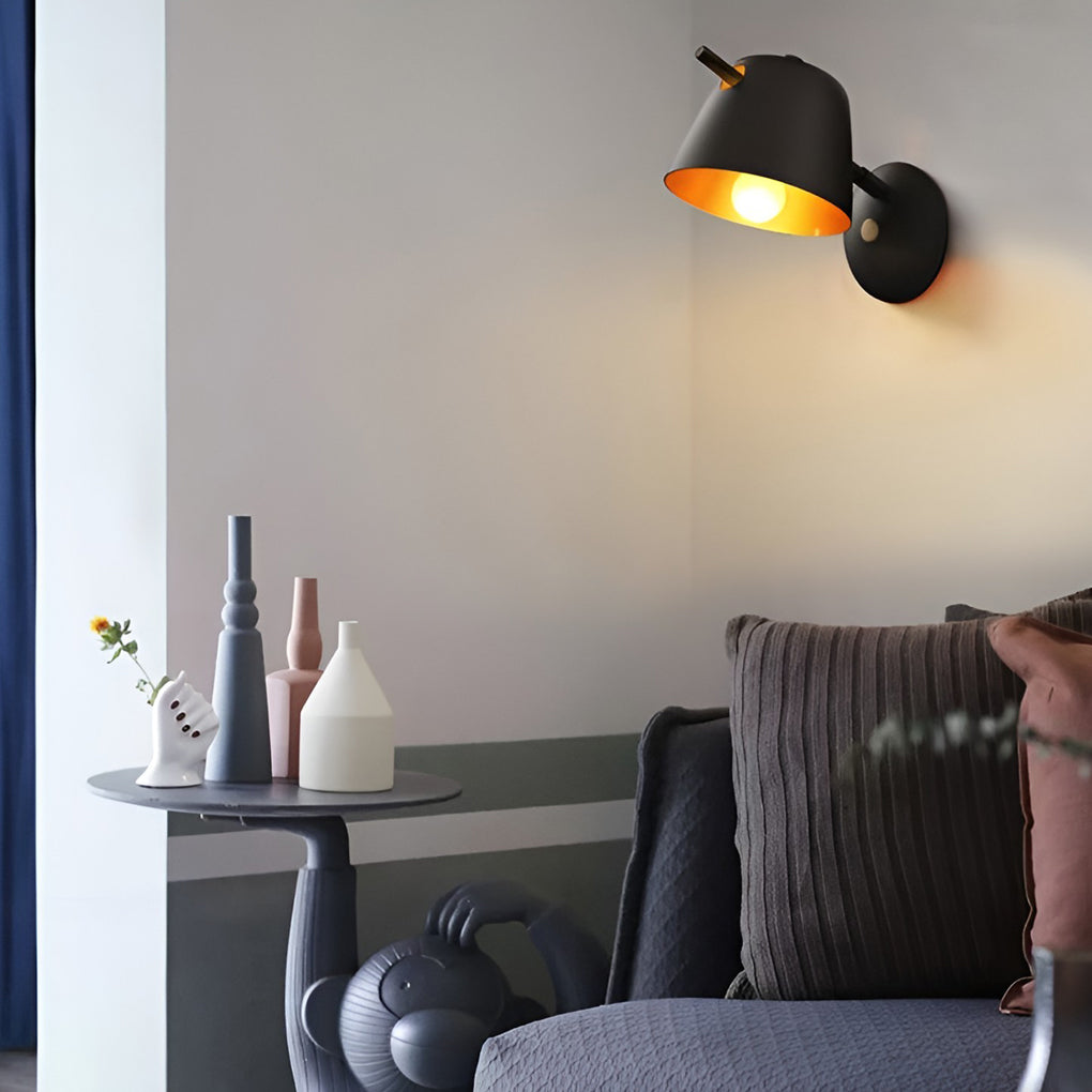 Hat-style Matte Metal Nordic Mounted Contemporary Wall Light, Bedroom Wall Sconce, detail 5