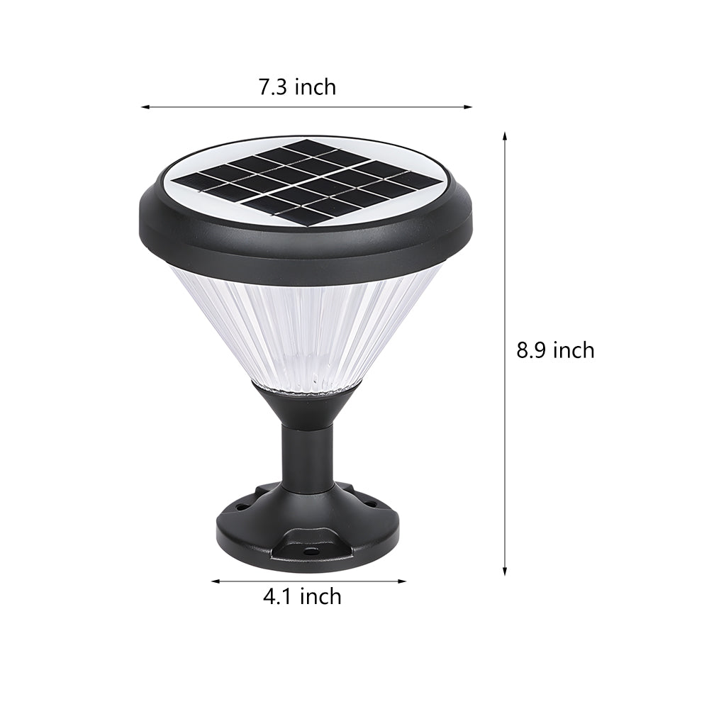 Modern 9-In H Waterproof Black Post Solar LED Pier Mount Light, Outdoor Wall Light, detail 6