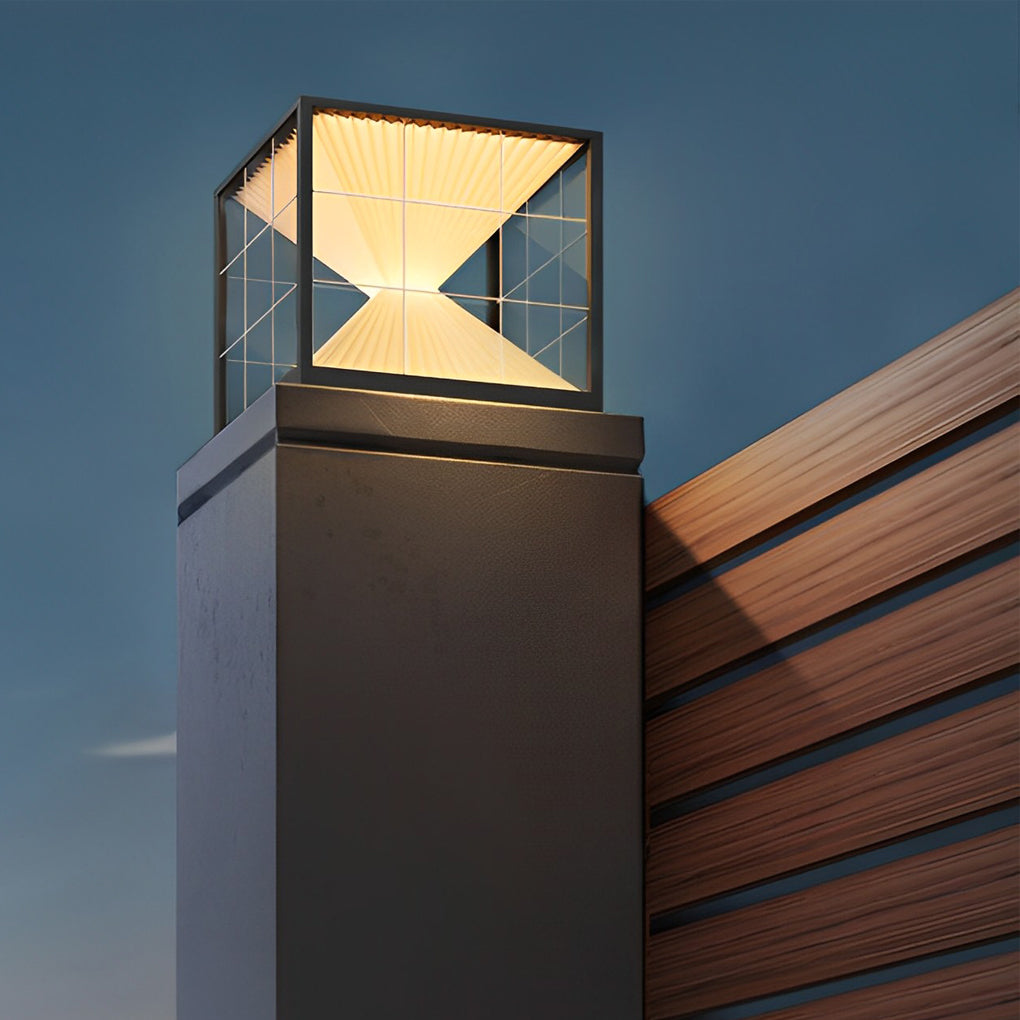 Square Creative Hourglass Shape LED Waterproof Solar Fence Post Lights, Outdoor Wall Light, detail 5