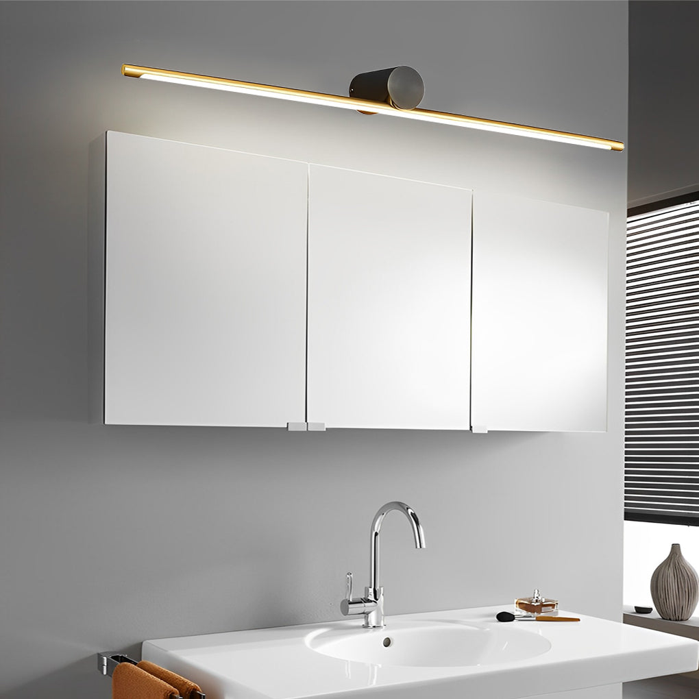 Contemporary Two-Tone Bathroom Vanity Fixture with Cylinder Fixture and Linear Bar, Bathroom Vanity Light, detail 4