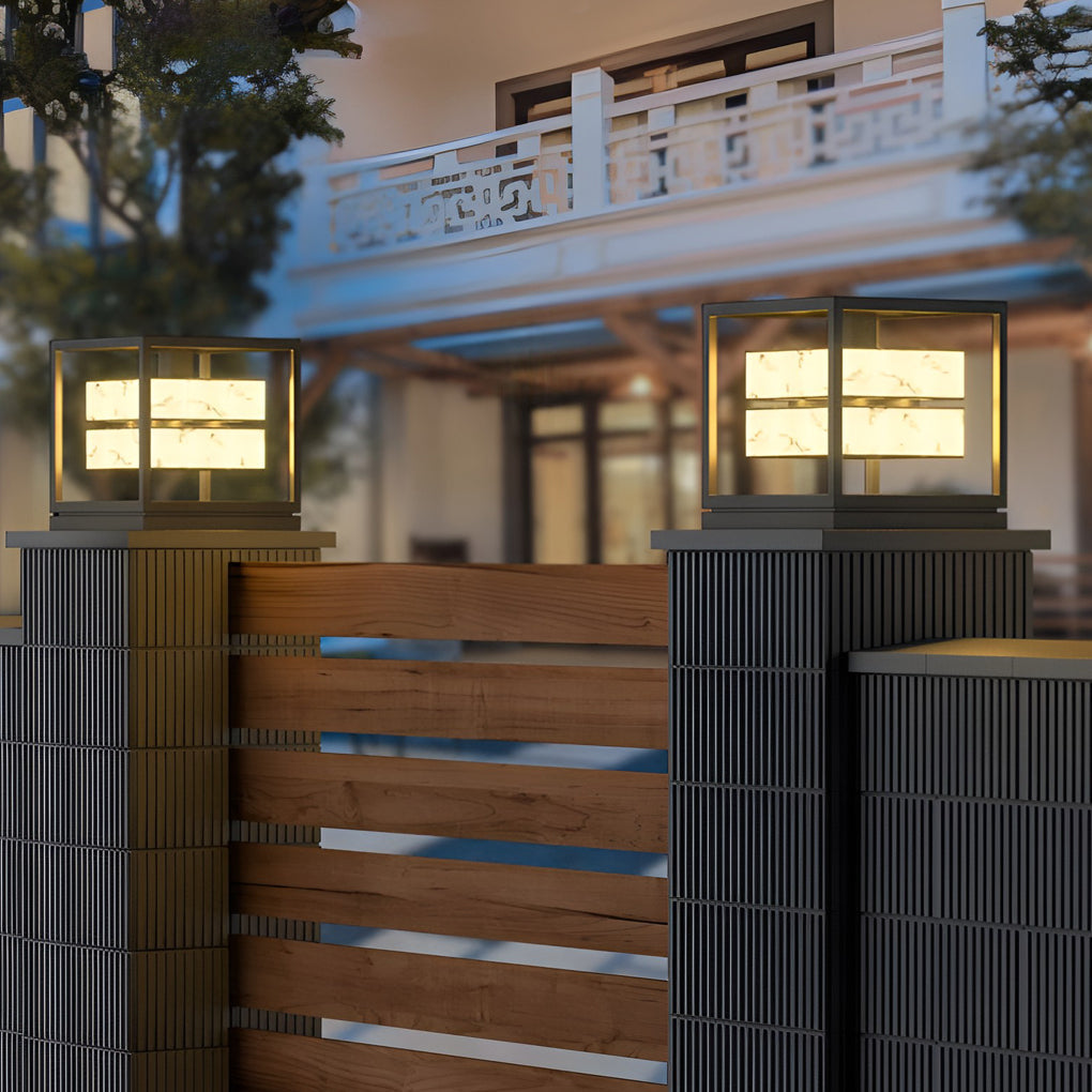 Square LED Waterproof Contemporary Solar Deck Post Lights Pillar Light Post Caps Lights, Outdoor Wall Light, Stainless Steel, 11"