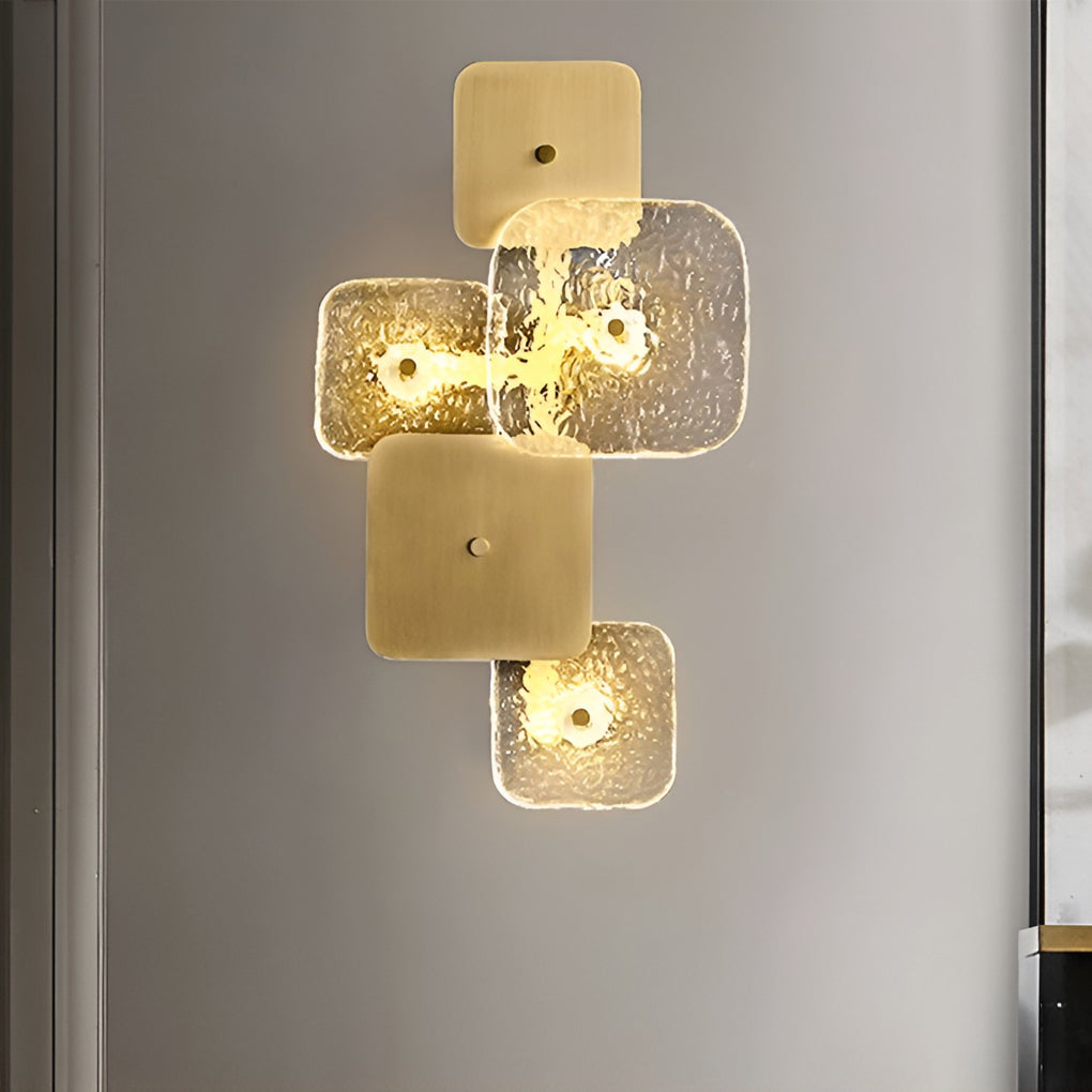Creative Rounded Square Glass Copper LED Contemporary Wall Light, Bedroom Wall Sconce, detail 3