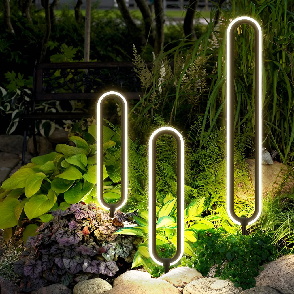Clean-Lined Long Oval Ring Led Waterproof Black Contemporary Solar Lights Exterior, Outdoor Wall Light, detail 6