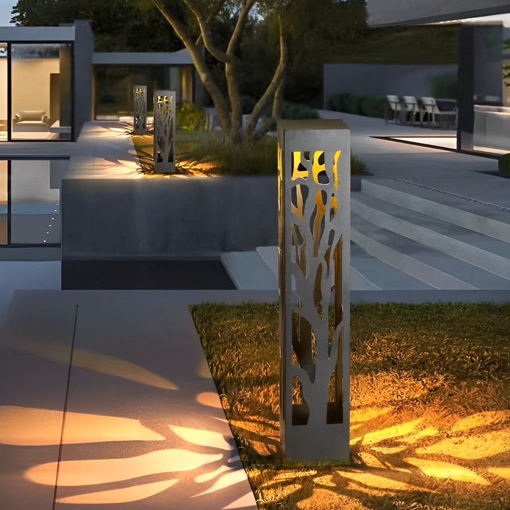 Novel Creative Hollow out Design Waterproof LED Contemporary Solar Lawn Lamp, Outdoor Wall Light, Stainless Steel, 23.6"