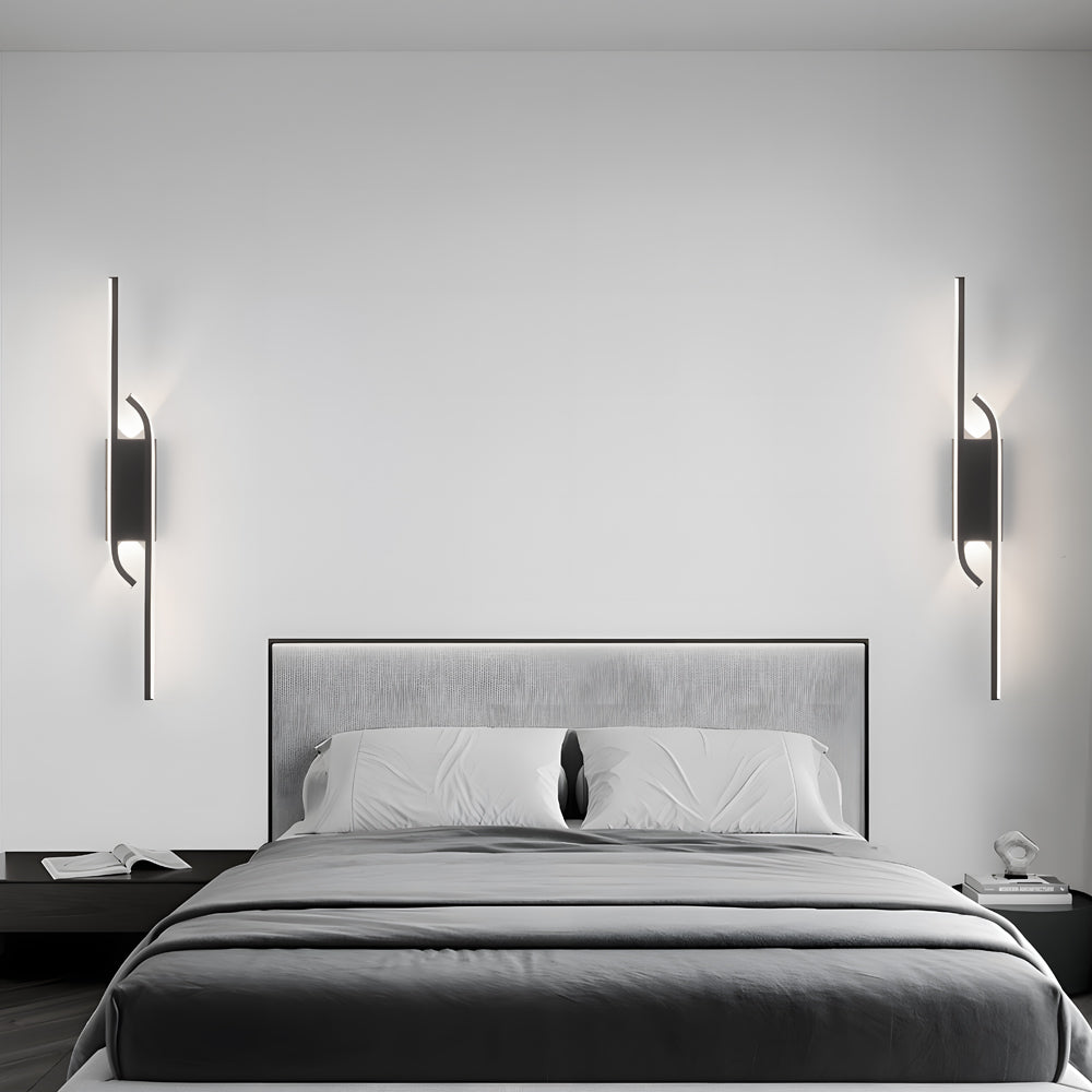 Clean-Lined Long Strip Aluminum LED Black Nordic Wall Fixtures Indoor, Hardwired Wall Sconce, detail 6