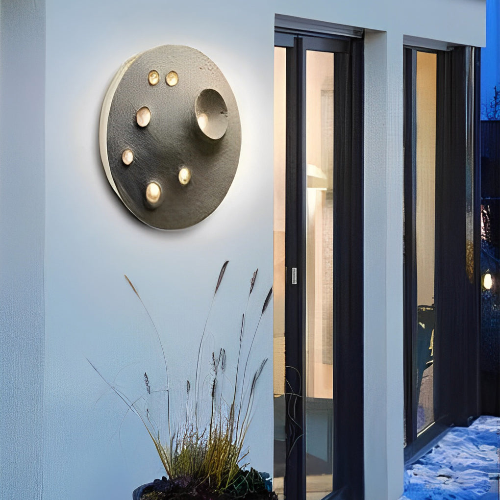 Circular Creative Cement Lunar Crater Waterproof LED Exterior Wall Light, Outdoor Wall Light, detail 5