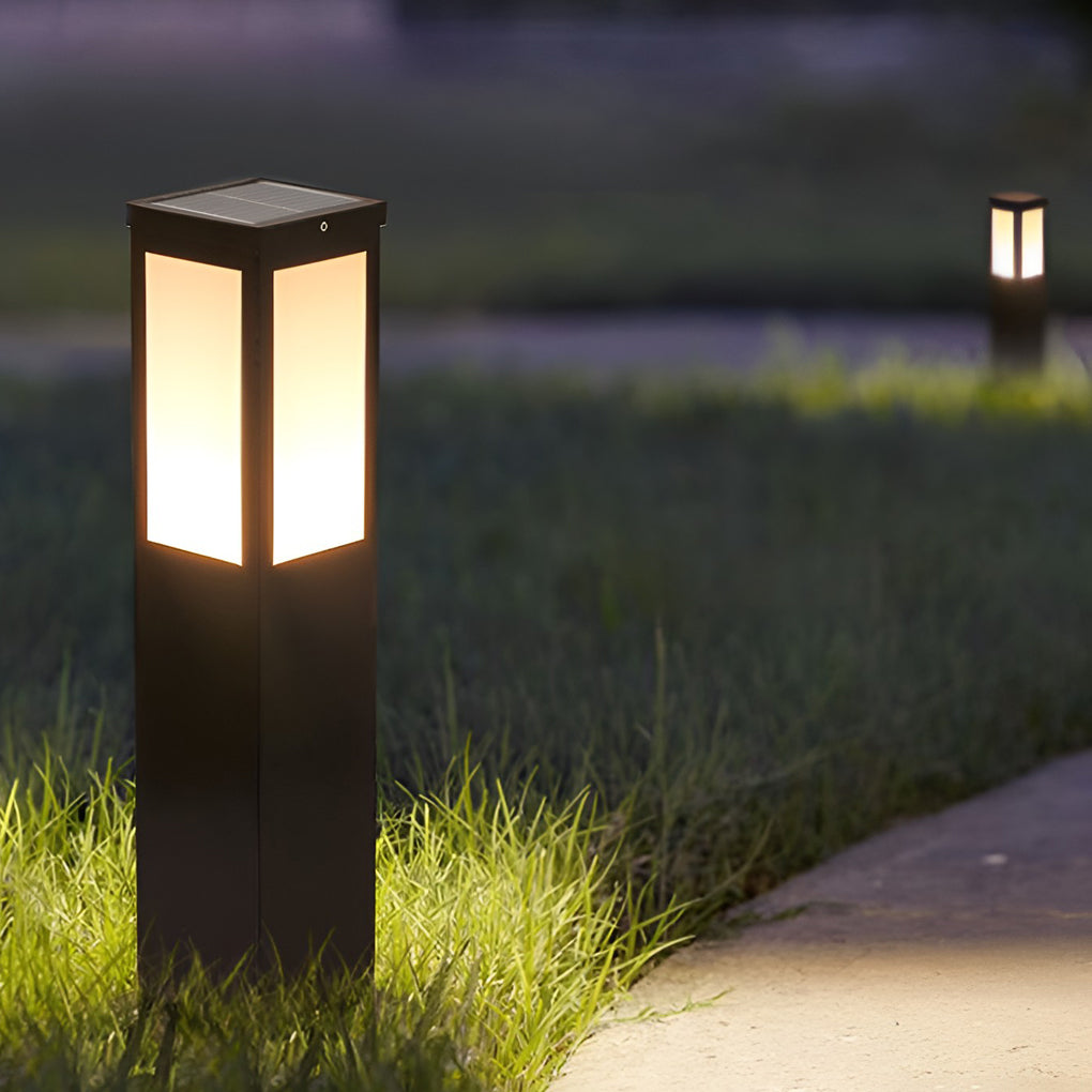 Industrial-Style Square LED Solar Landscape Lighting Waterproof Exterior Pathway Lights with Remote Control, Outdoor Wall Light, detail 2