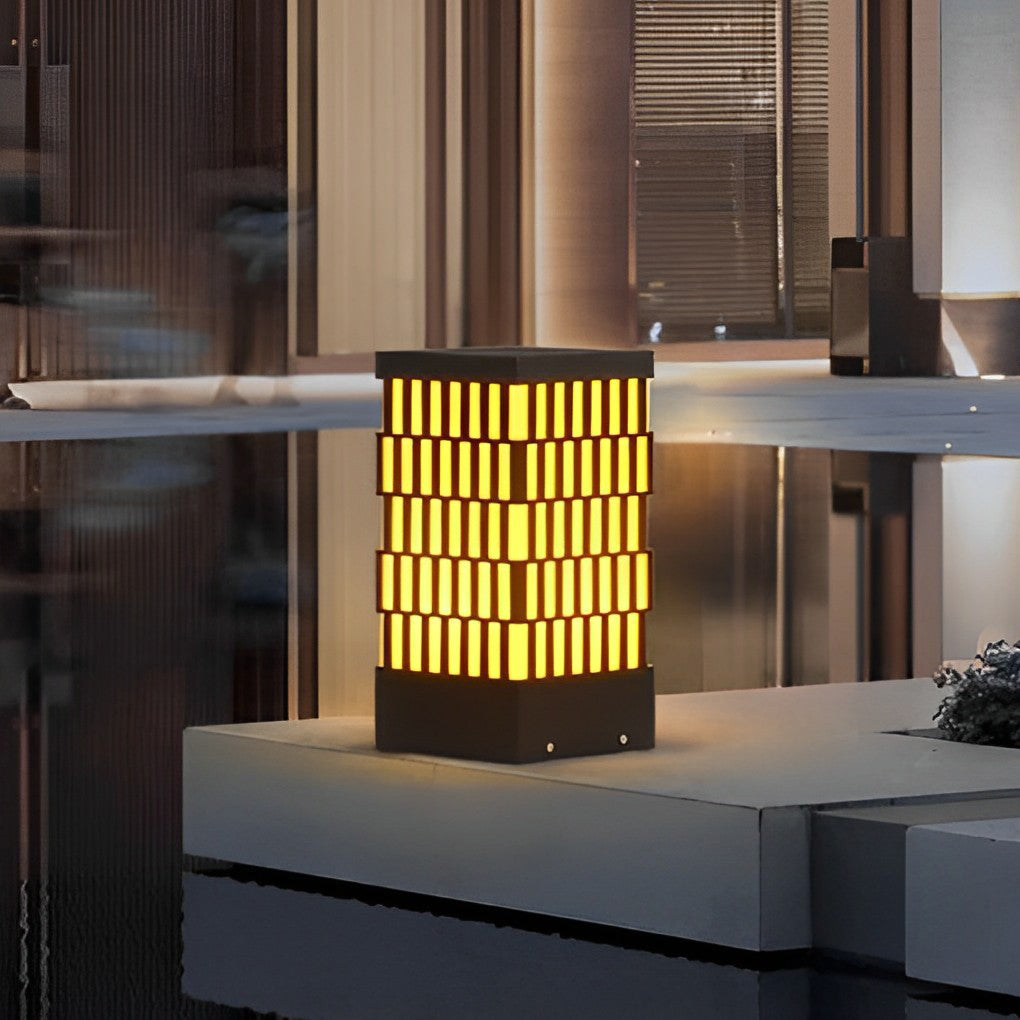Retro Grid Designed Waterproof LED Black Contemporary Lawn Lamp Exterior Lighting, Outdoor Wall Light, detail 2