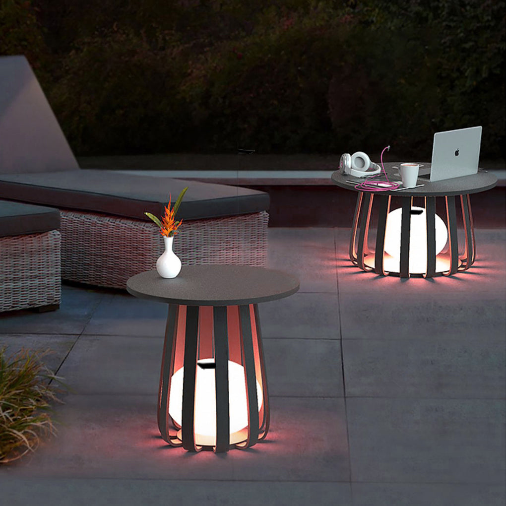 Circular Waterproof RGB Iron Small Coffee Table Solar Light Exterior Lanterns, Outdoor Wall Light, detail 4