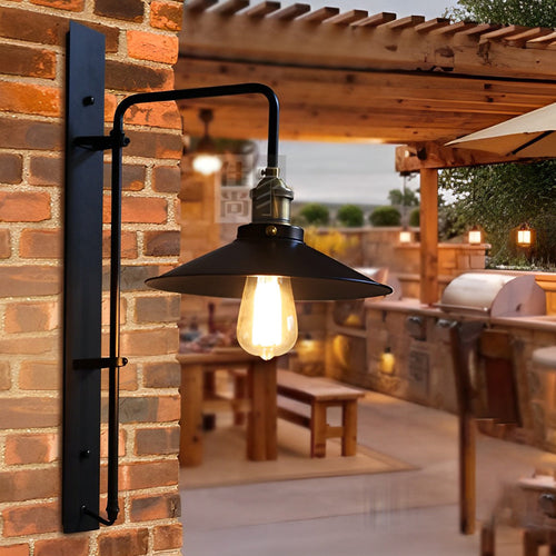 Adjustable Creative LED Black Retro Industrial Wall Light Sconce Lighting, Bedroom Wall Sconce, Iron, Dia 10in x H 22in