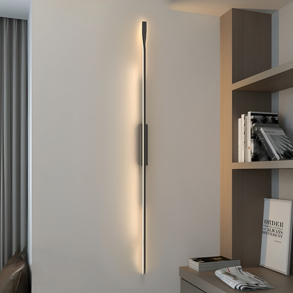 Creative Linear Strip LED Black Nordic Wall Light, Bedroom Wall Sconce, Iron, 23.6"