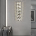 Cylindrical Crystal Three Step Dimming Light LED Contemporary Wall Fixtures Lighting, Bedroom Wall Sconce, Stainless Steel, 9"