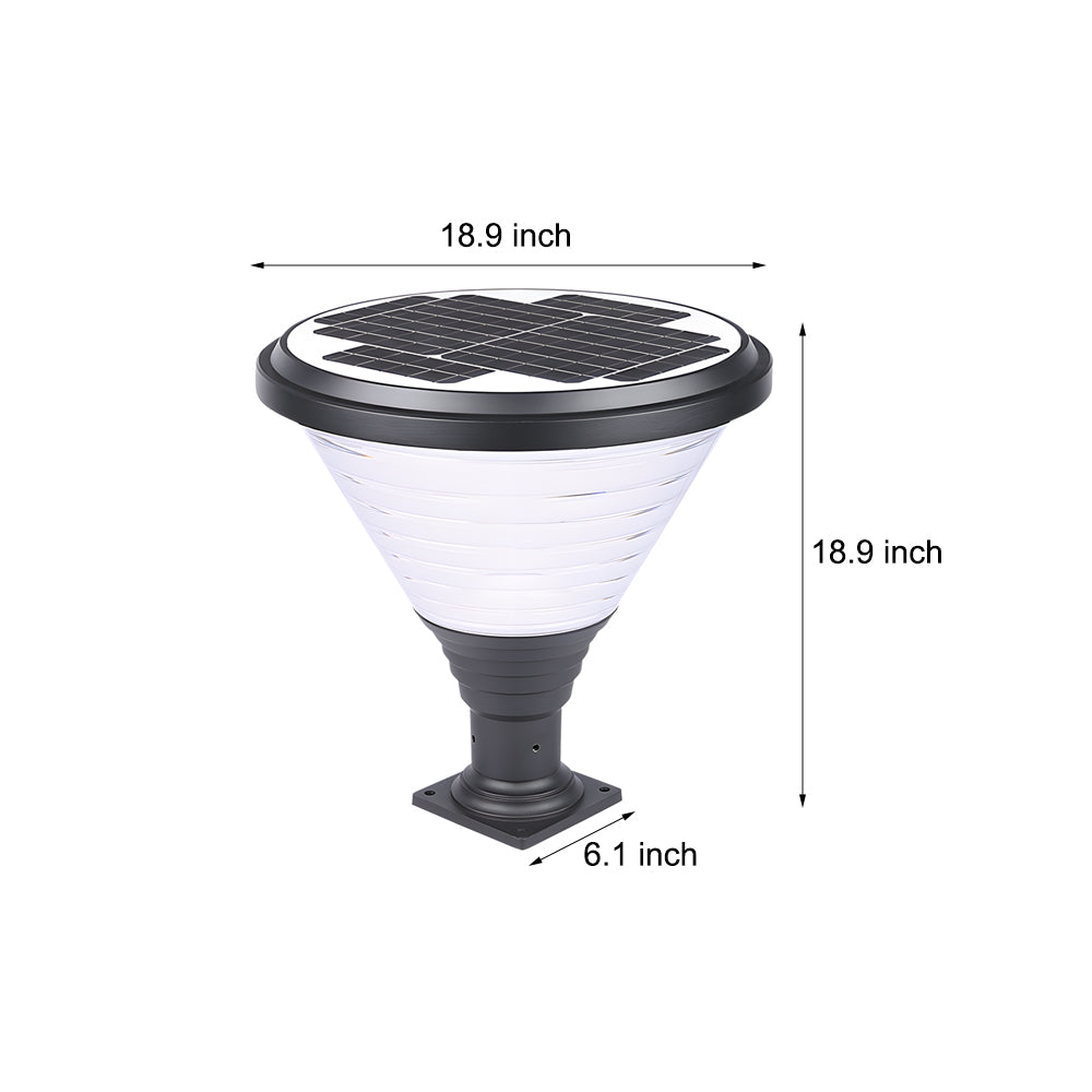 18.9-Inch H 1-Light Black Circular Pier Mount Post Light, Outdoor Wall Light, detail 6