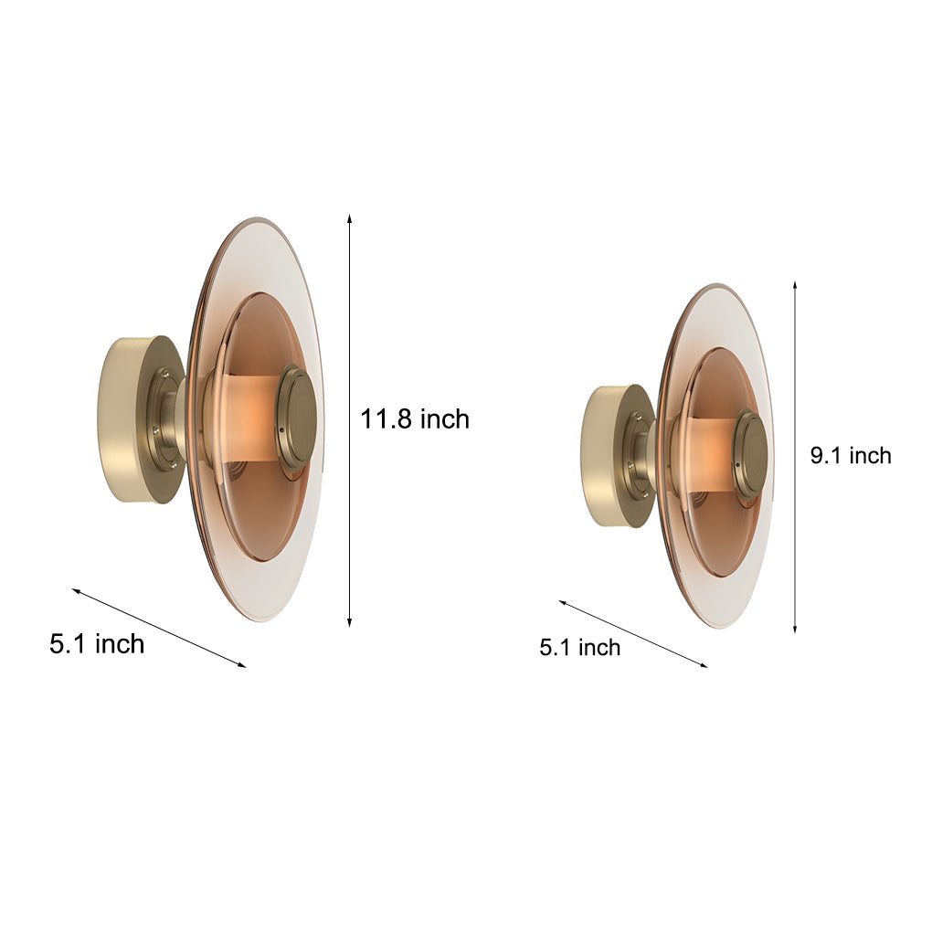 Double Layer Circular Glass Electroplated Metal LED Nordic Wall Fixtures, Hardwired Wall Sconce, detail 4