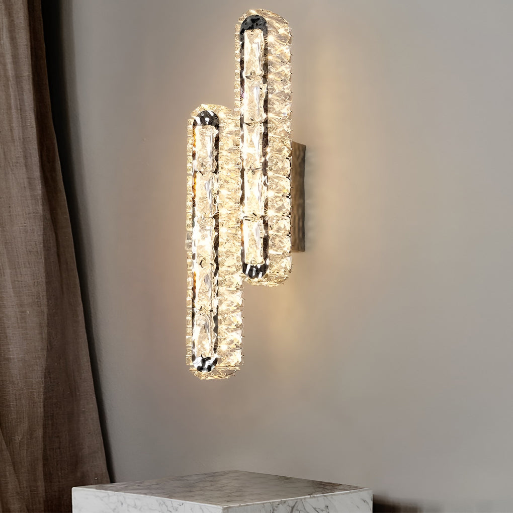 Double Strip Three Step Dimming Light LED Crystal Contemporary Wall Light, Bedroom Wall Sconce, detail 3