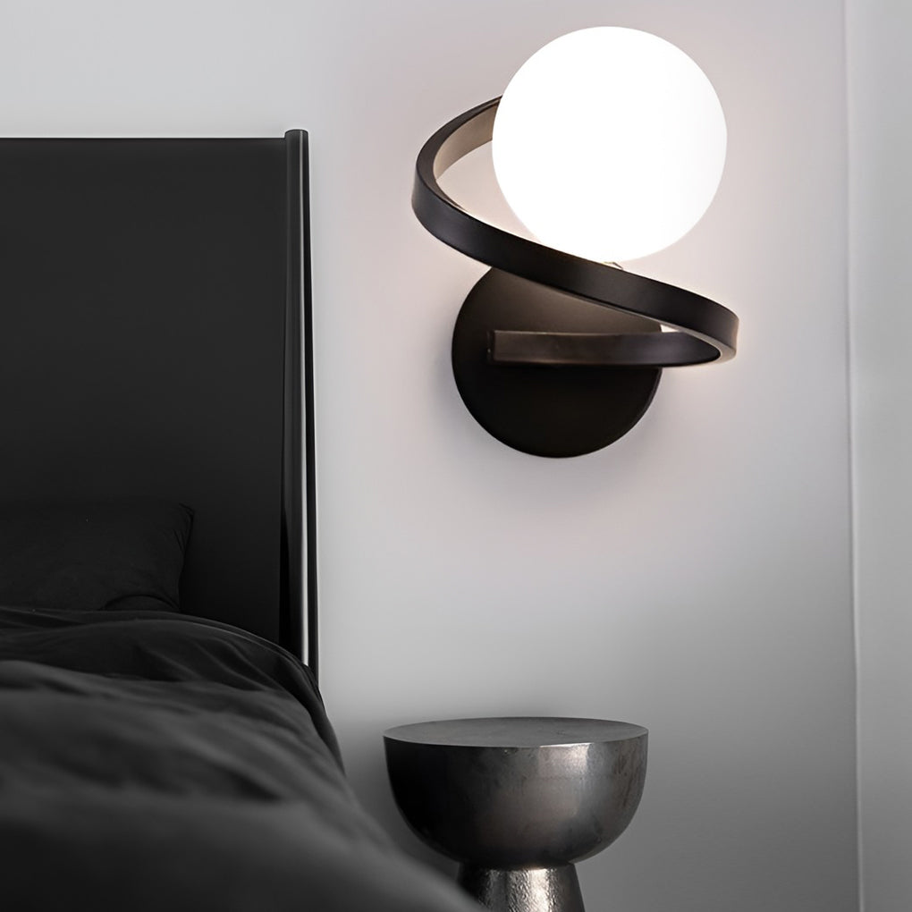 Electroplated Creative Curved Metal LED Contemporary Wall Light, Bedroom Wall Sconce, detail 3