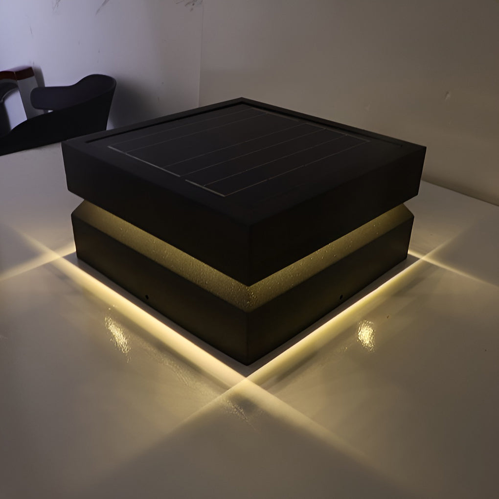 Square LED 16w Waterproof Black Contemporary Solar Post Caps Lights Pillar Light, Outdoor Wall Light, detail 6