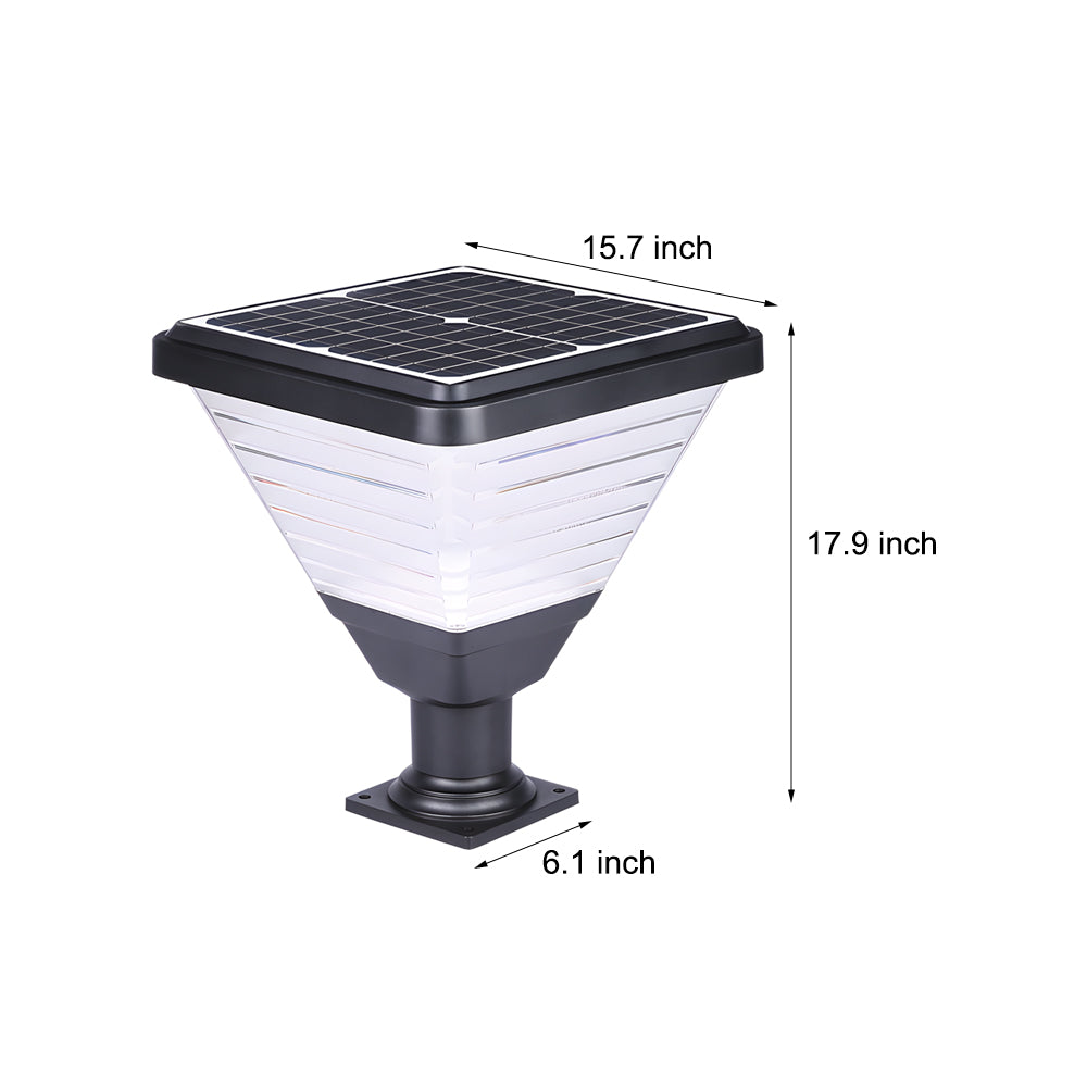 Modern 17.9-Inch Black Square Solar LED Pier Mount Post Light, Outdoor Wall Light, detail 6