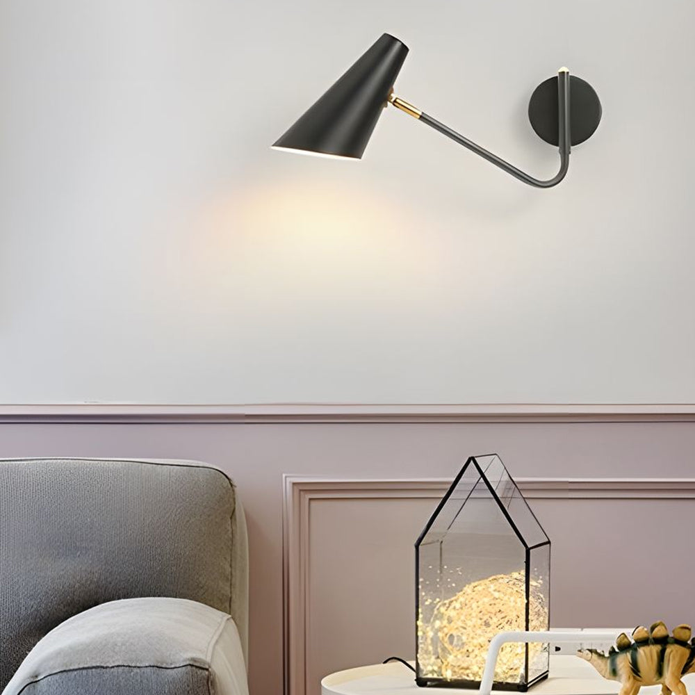 Contemporary Hoxton Suspended Wall Light with Conical Shade - 1-Light, Plug-In Wall Sconce, Dia 3.9in
