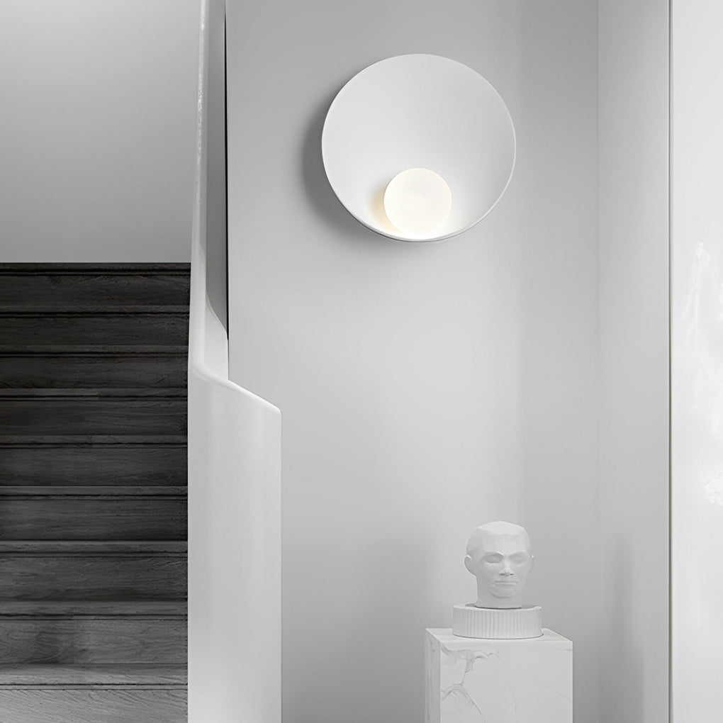 Circular Creative Resin Glass White Nordic Decorative Wall Fixtures Lighting, Bedroom Wall Sconce, detail 3