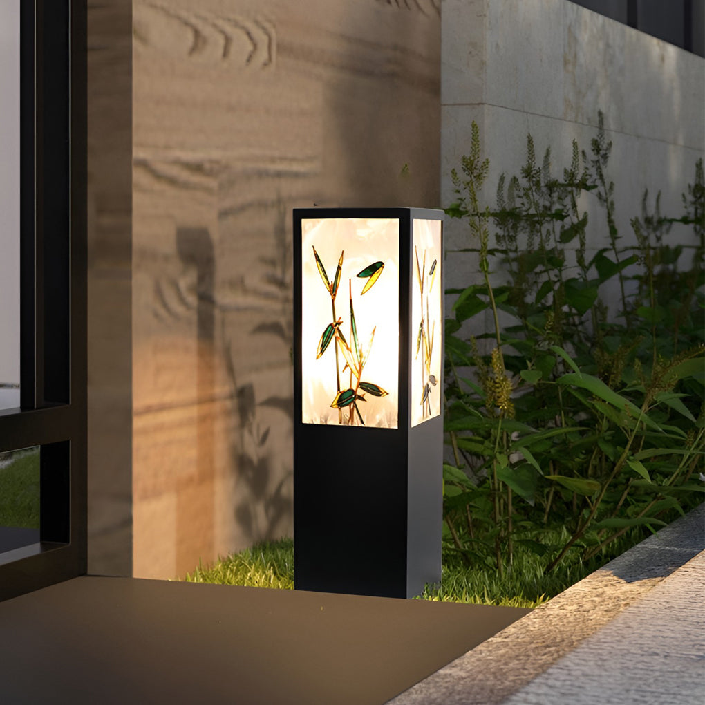 Square Landscape Pattern LED Vintage Solar Exterior Path Lights Post Lights, Outdoor Wall Light, detail 5