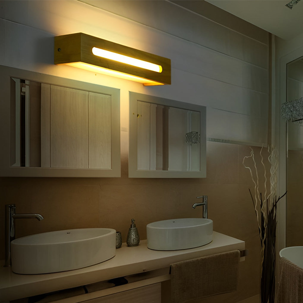 Box Wood Waterproof LED Nordic Wall Light Mirror Light Sconces, Bathroom Vanity Light, detail 4