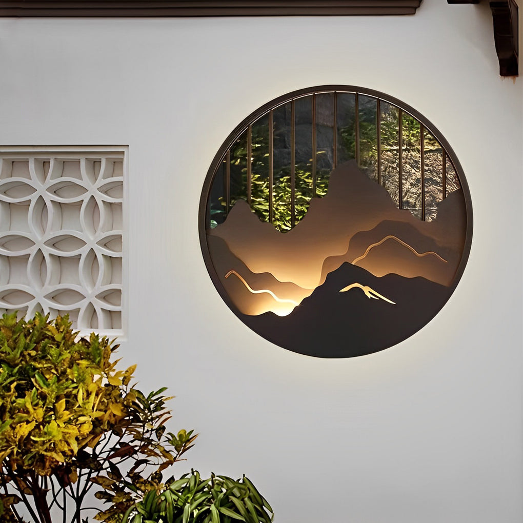 Circular Mountain Scenery LED Waterproof Exterior Wall Light Lighting, Outdoor Wall Light, detail 4