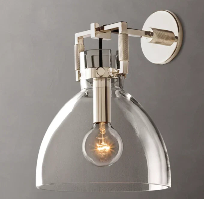 Machinist Glass Cloche Wall Light 10", Bathroom Wall Sconce, detail 15