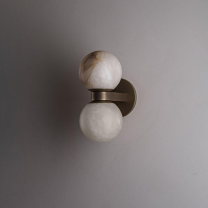 Alabaster Celestia Orb Wall Light, Hardwired Wall Sconce, Metal, Dia 12cm x H 21cm