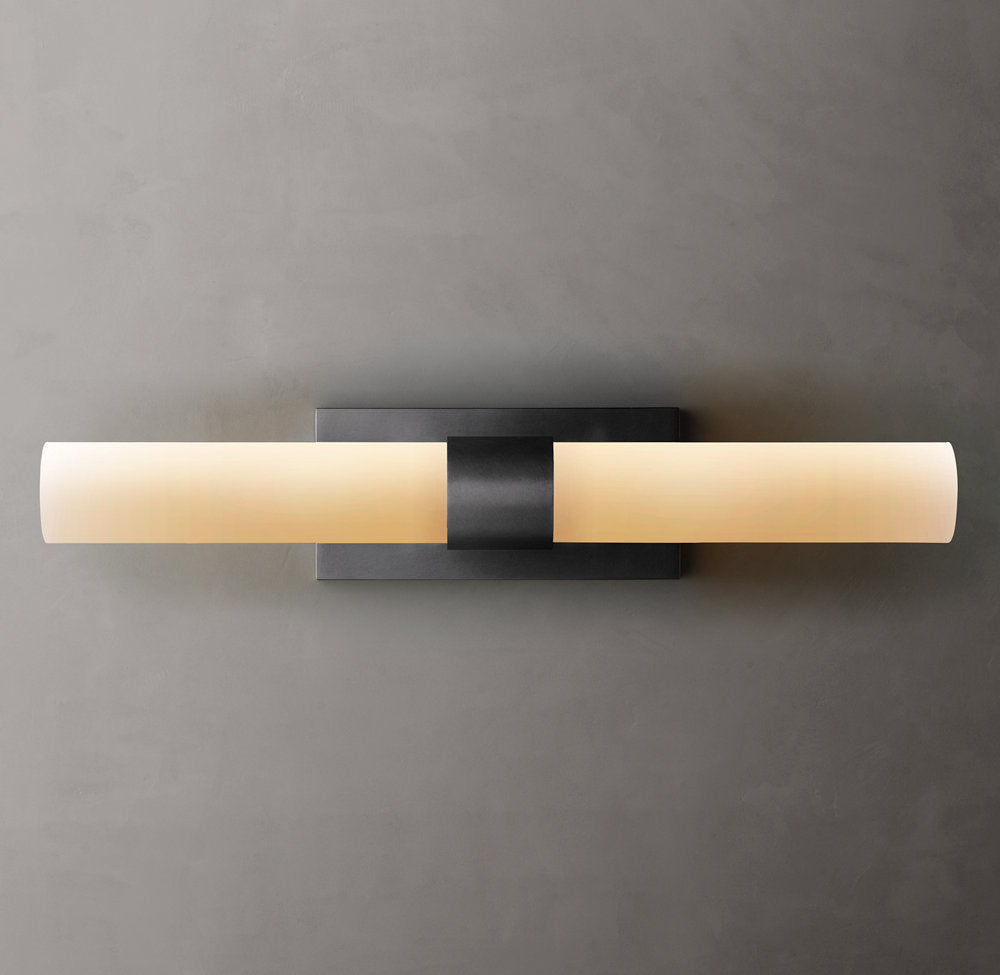 Ravelle Milk Glass Linear Wall Light, Bathroom Wall Sconce, detail 13