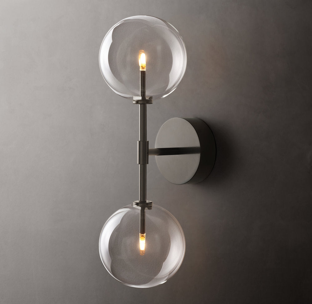 Glass Globe Linear Wall Light, Bathroom Wall Sconce, detail 3