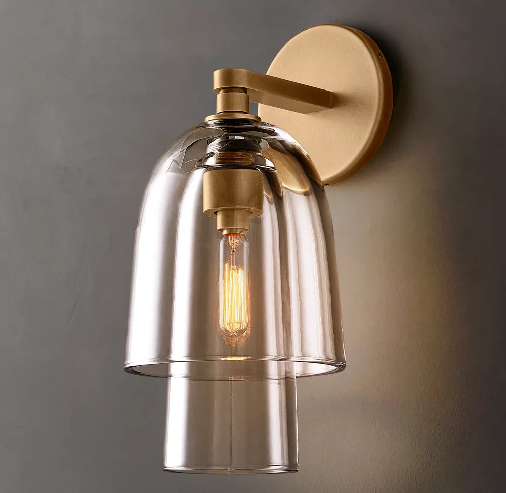Blom Clear Glass Flute Wall Light, Bathroom Wall Sconce, detail 4