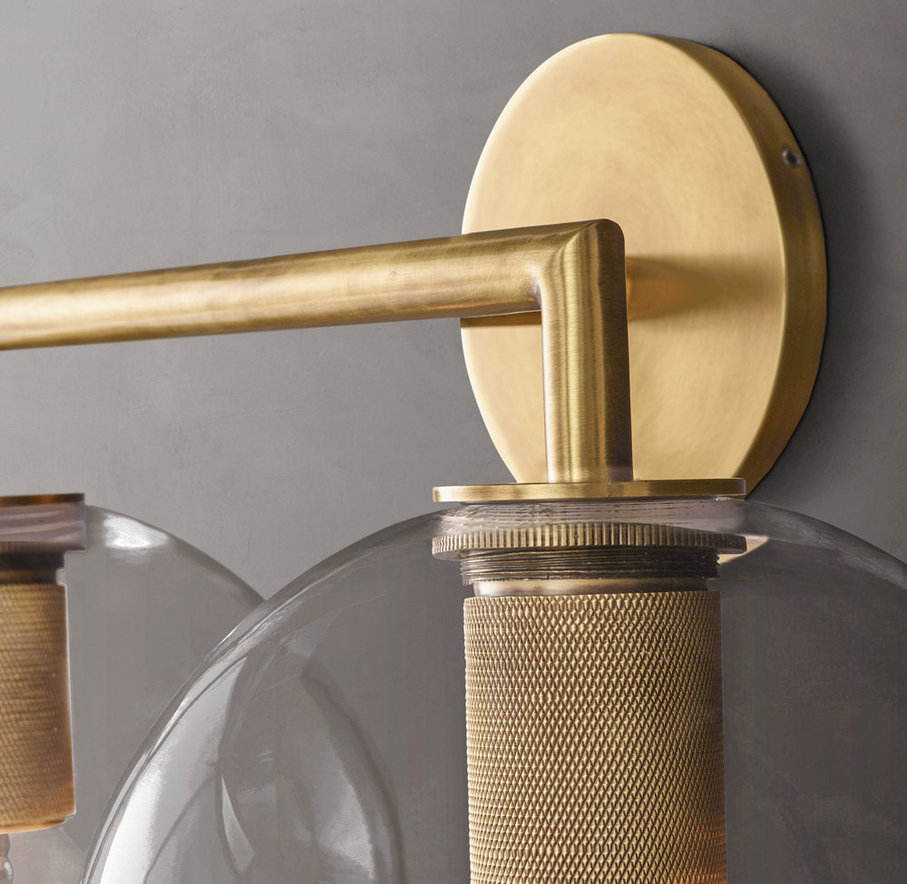Utilitaire Globe Shade Double Wall Light, Bathroom Wall Sconce, detail 5