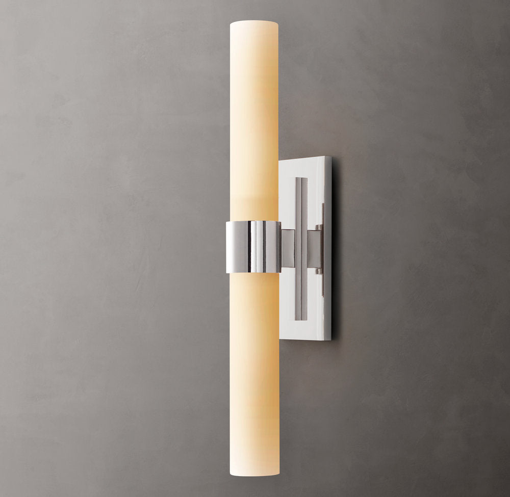 Ravelle Milk Glass Linear Wall Light, Bathroom Wall Sconce, detail 16