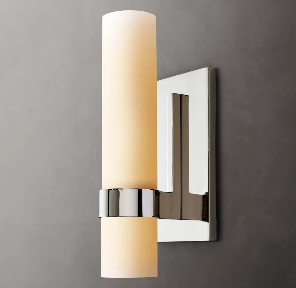 Ravelle Milk Glass Wall Light 12", Bathroom Wall Sconce, detail 2
