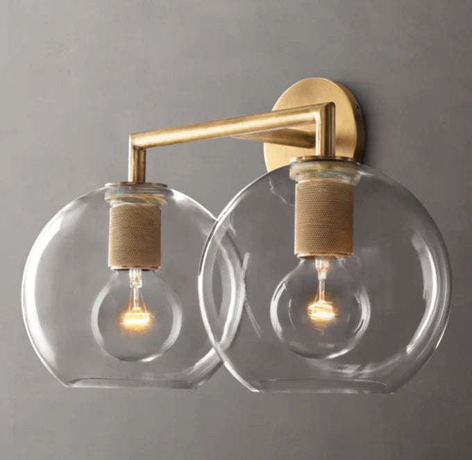 Utilitaire Globe Shade Double Wall Light, Bathroom Wall Sconce, detail 16