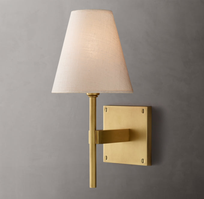 Fulham Linen Shade Wall Light, Bathroom Wall Sconce, detail 13