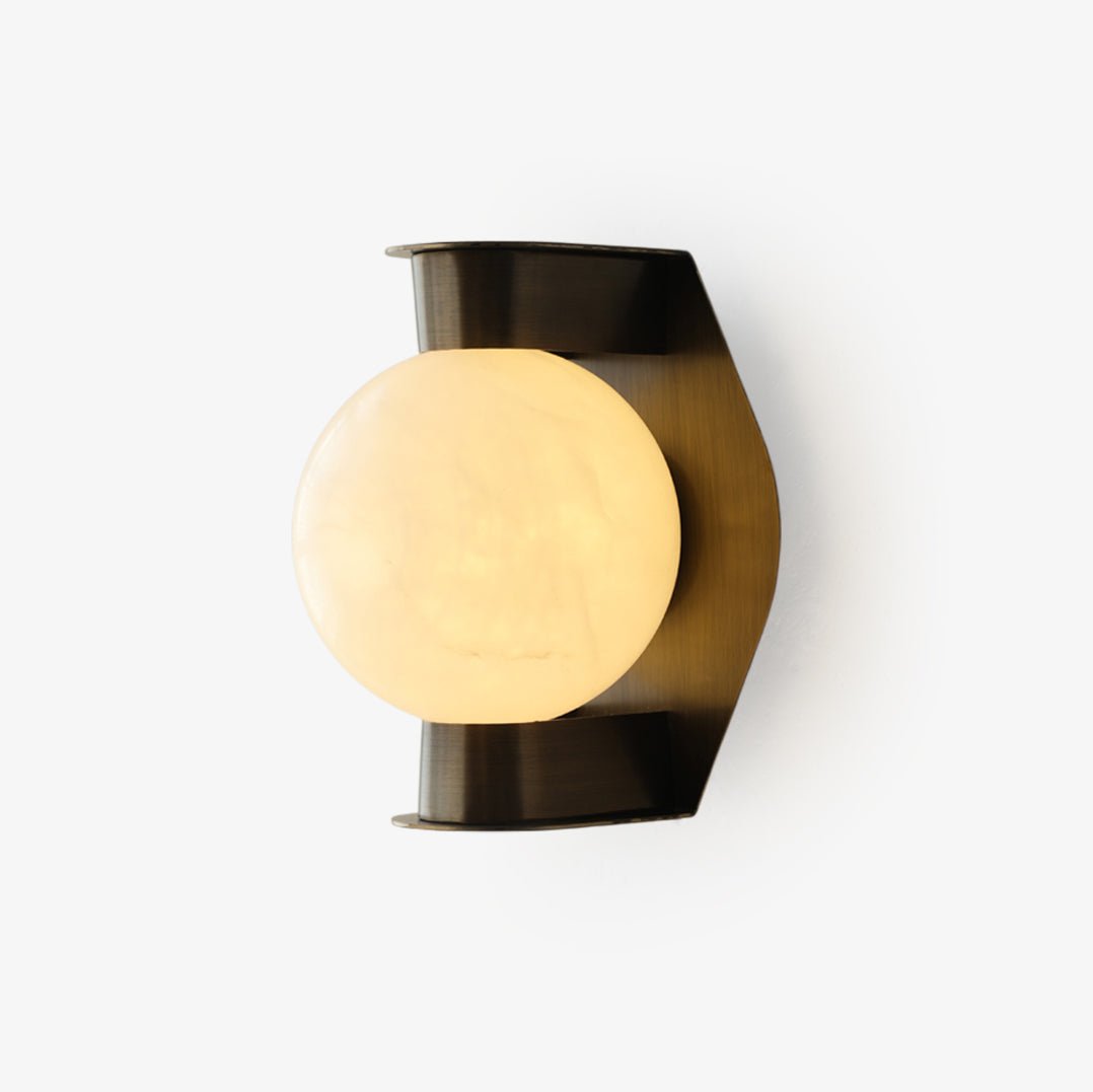 Alabaster Orb Alabaster Wall Light, Hardwired Wall Sconce, Metal, Dia 16cm x H 21cm