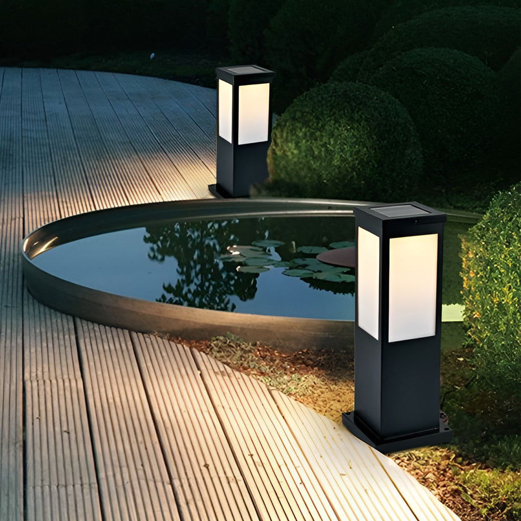 Industrial-Style Square LED Solar Landscape Lighting Waterproof Exterior Pathway Lights with Remote Control, Outdoor Wall Light, detail 5