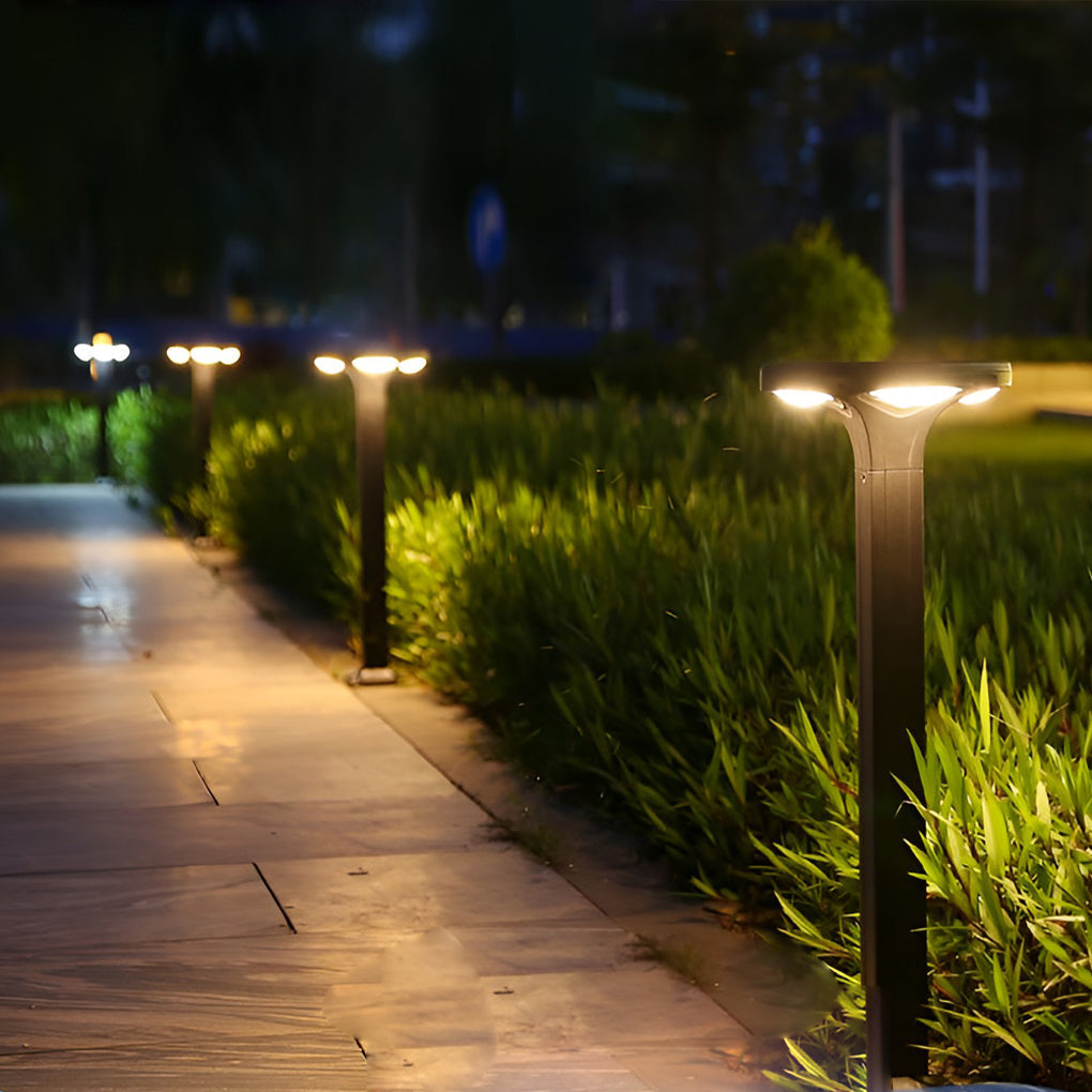 Square Waterproof LED Exterior Black Contemporary Path Lights Post Lighting, Outdoor Wall Light, Die Cast Aluminum, 16"