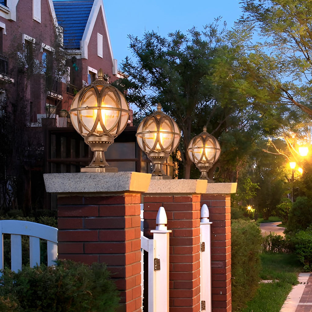 Circular Glass E27 Waterproof European Style Exterior Post Caps Lights, Outdoor Wall Light, detail 4