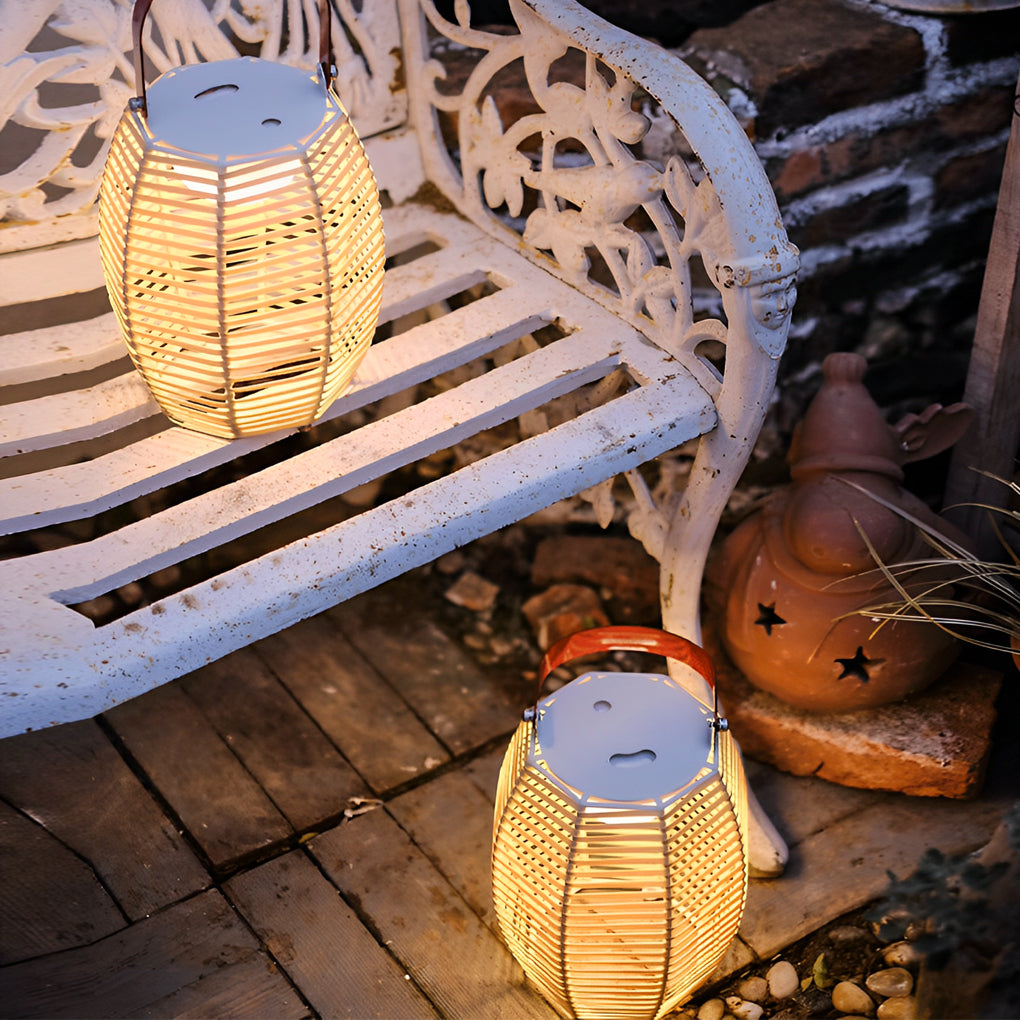 Portable Rattan Lantern Waterproof LED Contemporary Solar Exterior Light, Outdoor Wall Light, detail 6