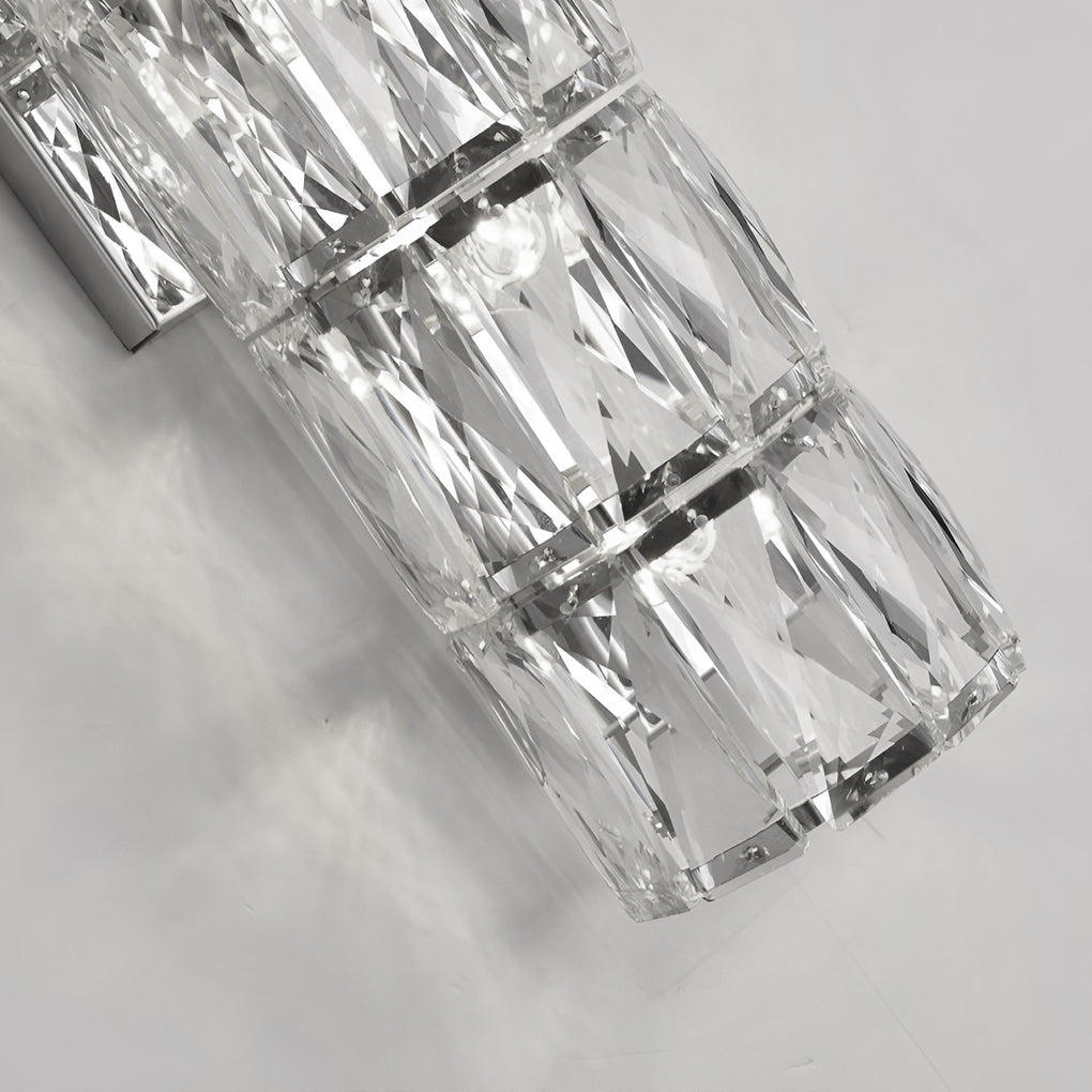 Cylindrical Crystal Three Step Dimming Light LED Contemporary Wall Fixtures Lighting, Bedroom Wall Sconce, detail 8