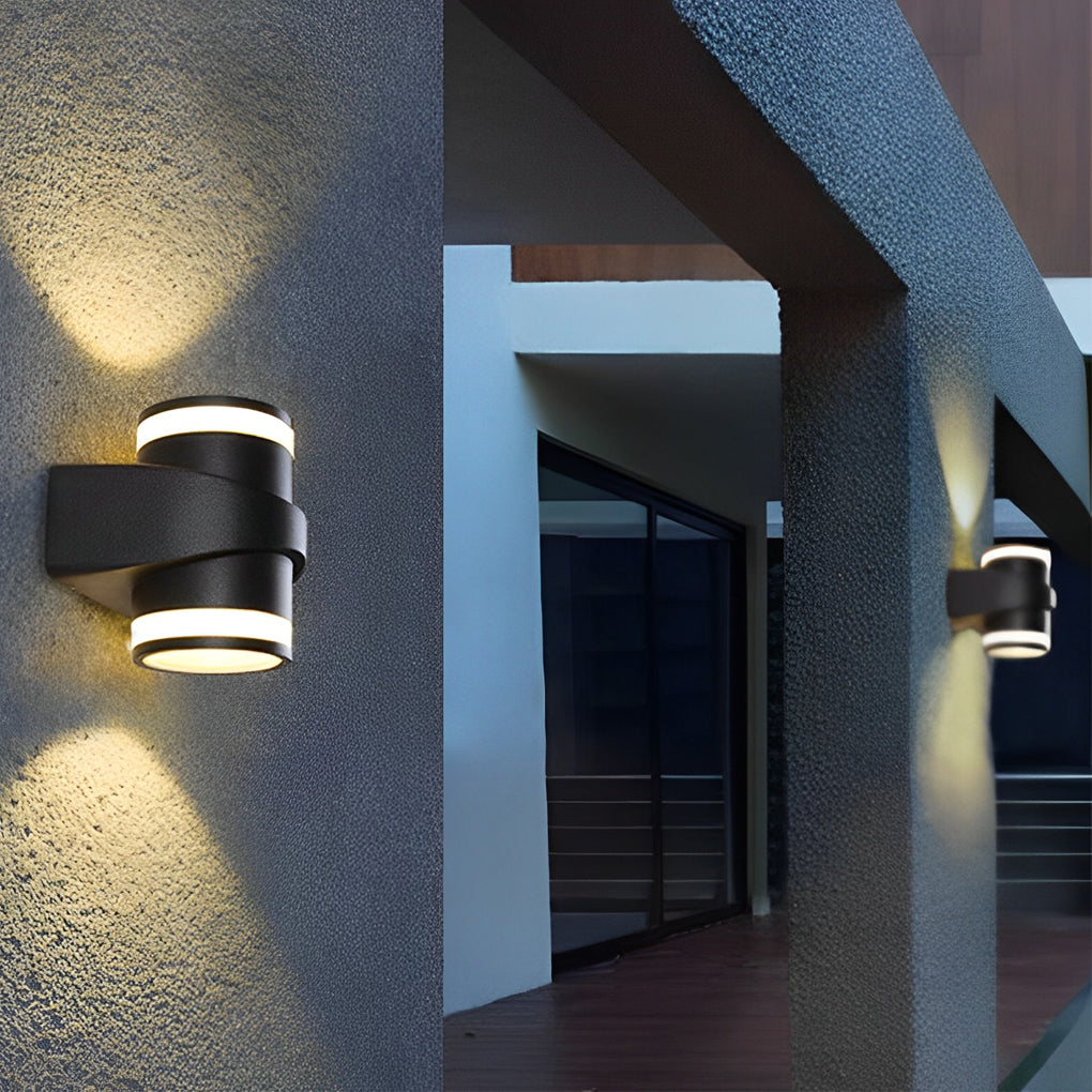 Circular Up and Dawn Light LED Waterproof Black Exterior Wall Washer Lights, Outdoor Wall Light, detail 9