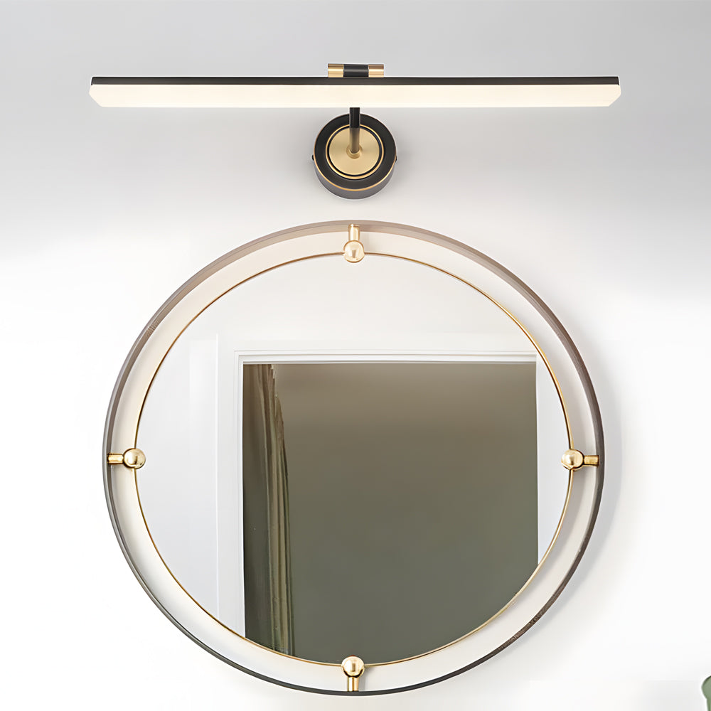 Modern Adjustable LED Bathroom Vanity Mirror Light with Rotatable Flat Bar in Gold/Black Finish, Bathroom Vanity Light, detail 3