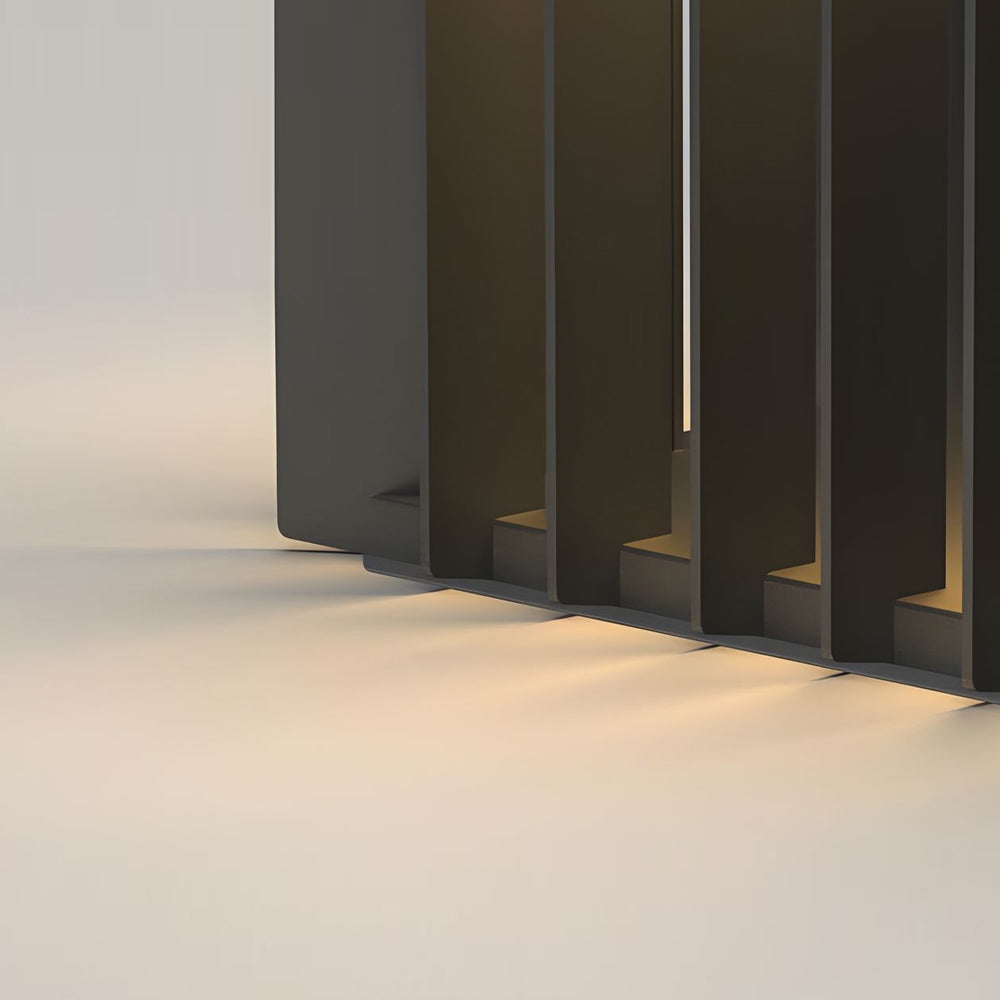 Black Square Pier-Mount Exterior Post Light Garden Wired Solar Pillar Light, Outdoor Wall Light, detail 6