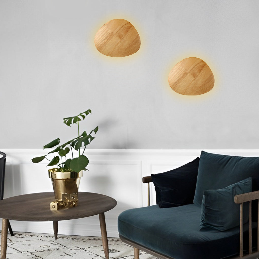 Circular Oval Creative LED Wood Nordic Bedside Wall Light, Bathroom Wall Sconce, detail 4