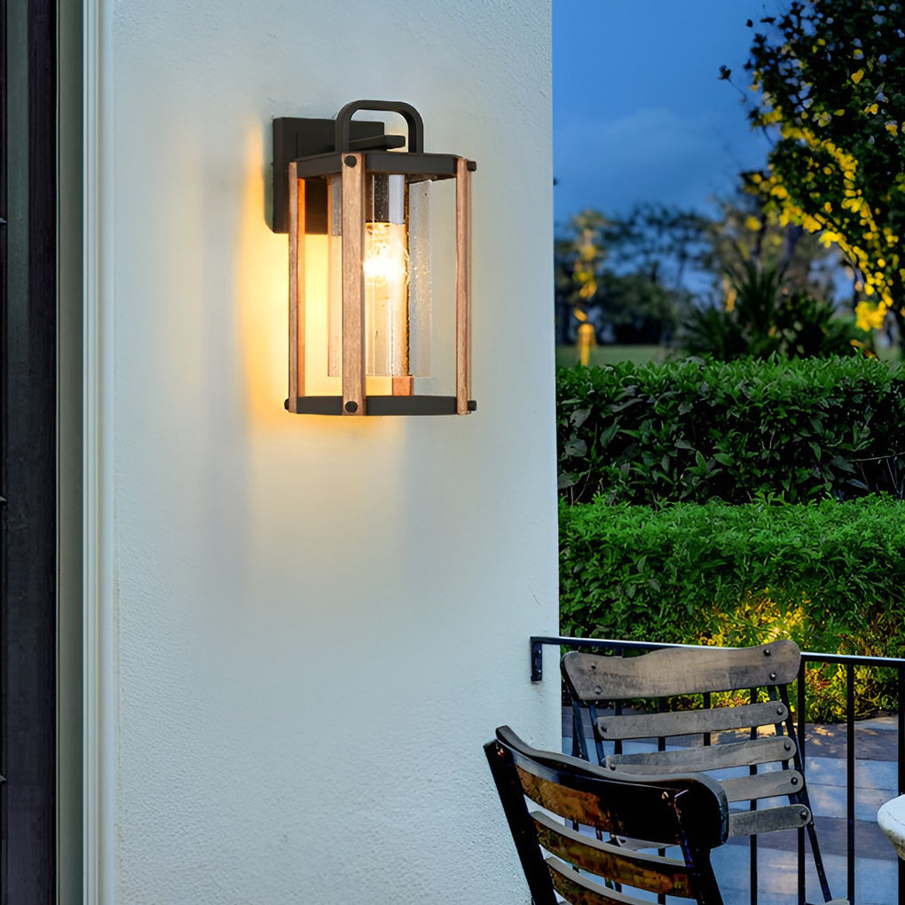Lantern Shaped Waterproof Glass Black Industrial Exterior Wall Light Lighting, Outdoor Wall Light, detail 4