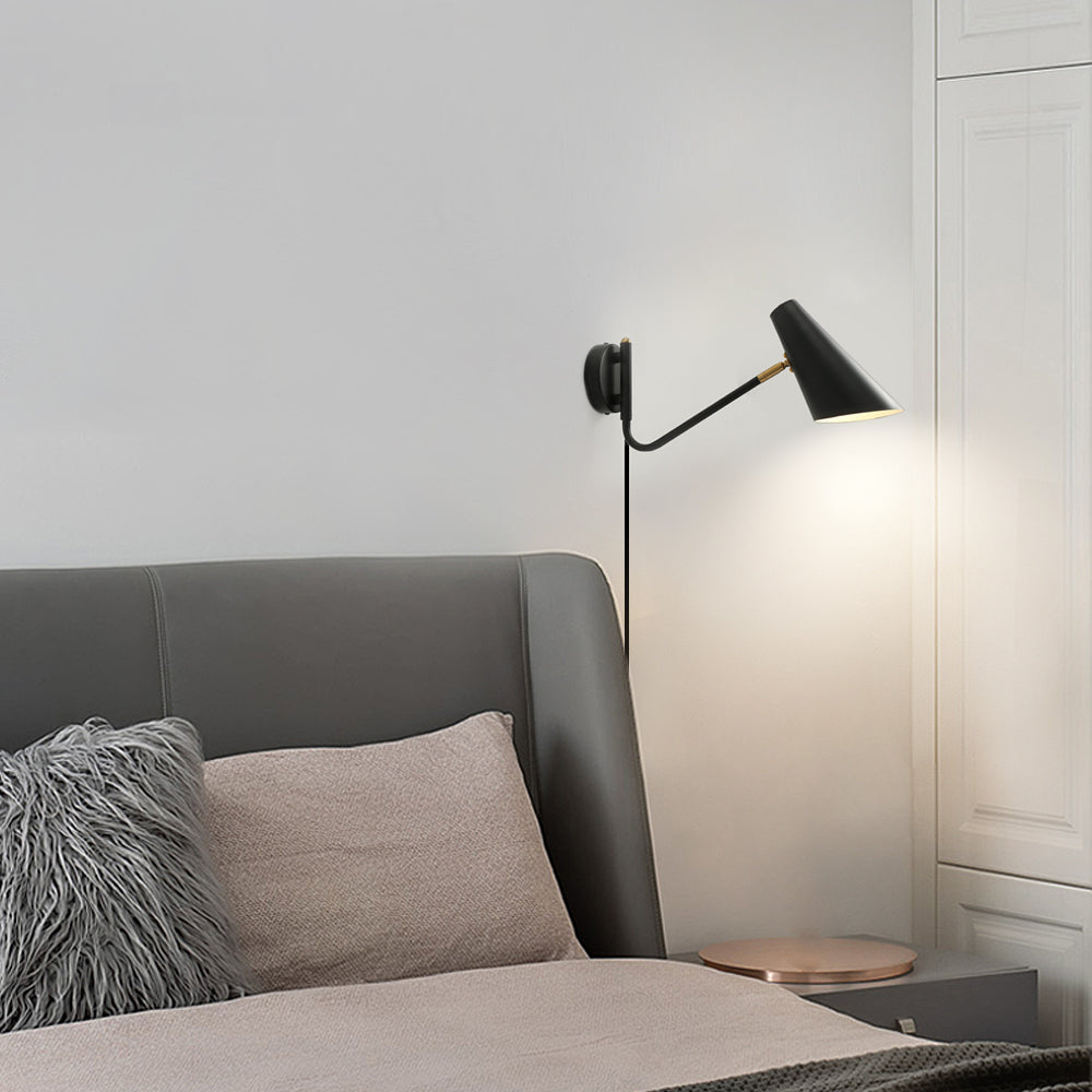 Contemporary Hoxton Suspended Wall Light with Conical Shade - 1-Light, Plug-In Wall Sconce, detail 3